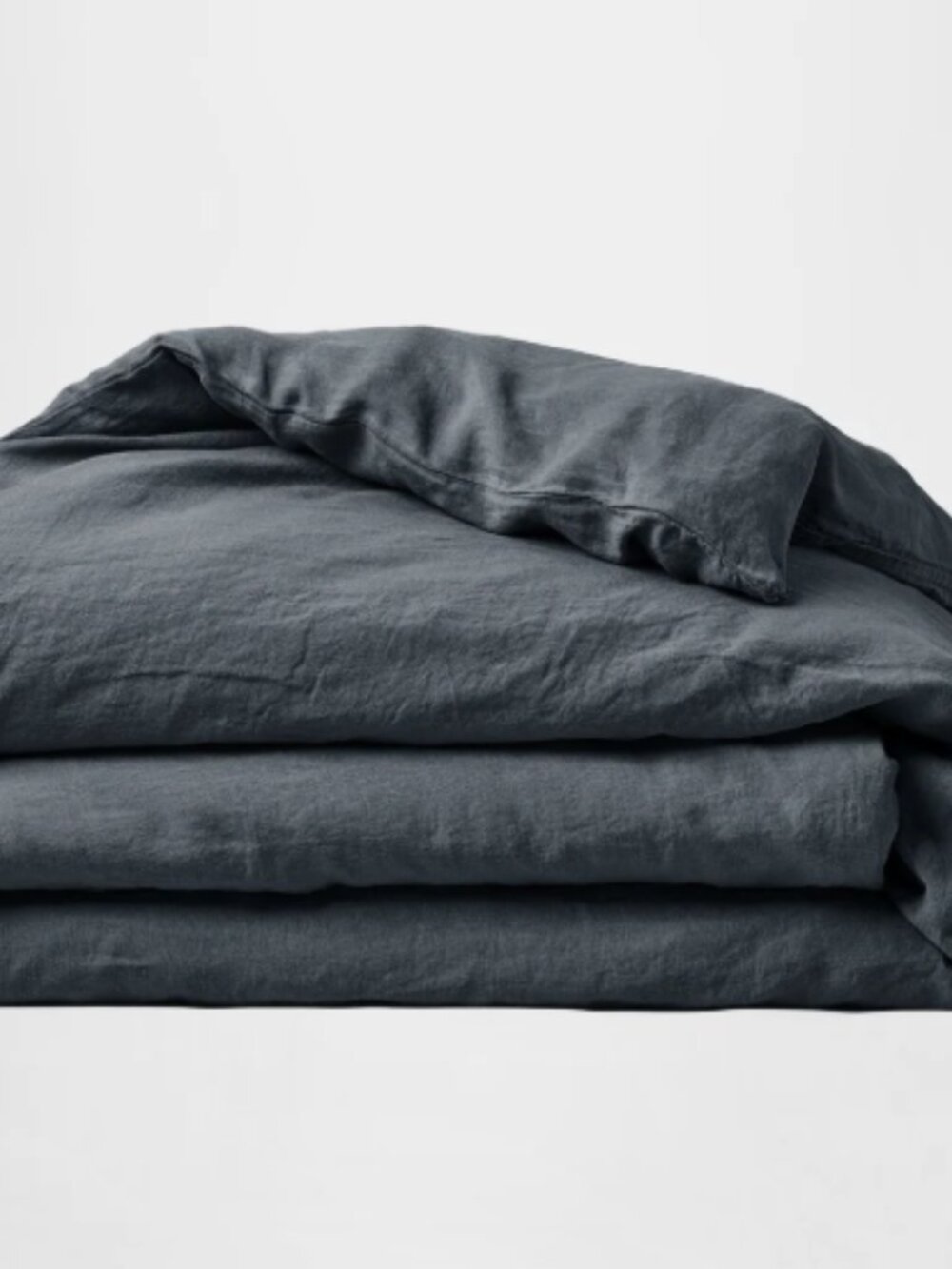 Silk & Snow Flax Linen King Duvet Cover in Flint Black